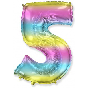 Цифра 5 диагональная радуга, 102 см