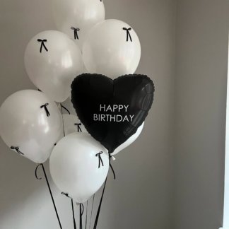 Фонтан шаров Happy белые шары с бантиками