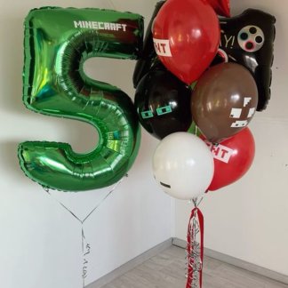 Воздушные шары Майнкрафт Minecraft с цифрой 5