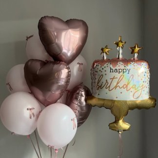 Шары с гелием розовые с тортом