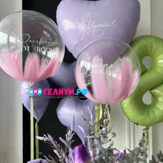 Шары на 8 марта с шарами баблс и цифрой 8