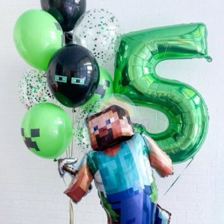 Воздушные шары Майнкрафт Minecraft с цифрой