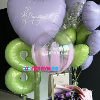 Шары на 8 марта с шаром баблс и цифрой 8