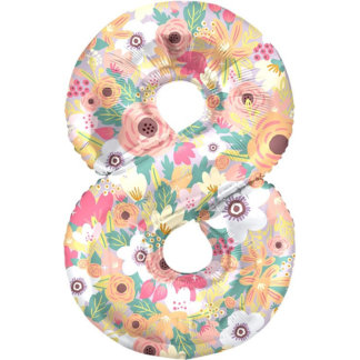 Фольгированный шар цифра 8, 86 см, цветочный вальс