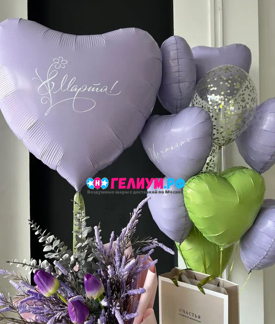 Оформление воздушными шарами на 8 марта