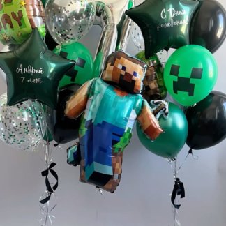 Воздушные шары Майнкрафт Minecraft с цифрой 7