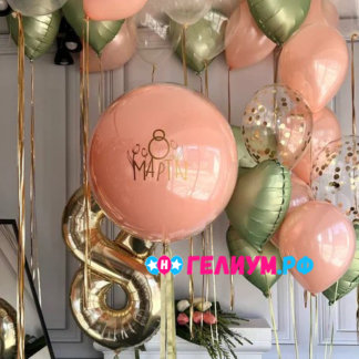 Оформления шарами на 8 марта с цифрой 8