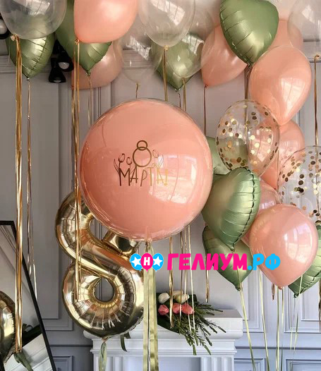 Оформления шарами на 8 марта с цифрой 8