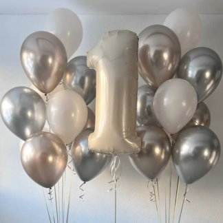 Набор шаров на 1 год бежевые, серебро, золото