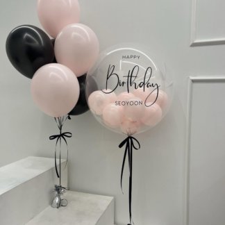 Набор шаров Happy чёрные розовые шары