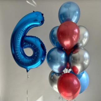 Фонтан шаров мальчку красные синие шары