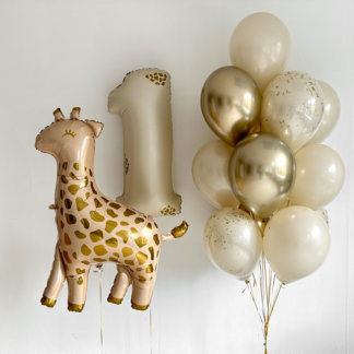 Сет из шаров на 1 годик с жирафом