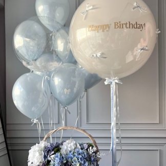 Воздушные шары на день рождения голубые шары с большим шаром