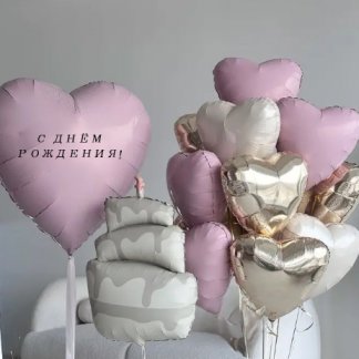 Набор шаров пыльная роза сердца