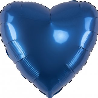 Сердце, Темно-синий, Сатин 46 см