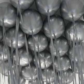 Шары под потолок серебреные на дождике 30 штук