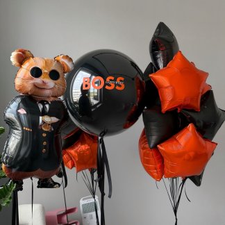 Шары звезды черные и оранжевые шары BOSS