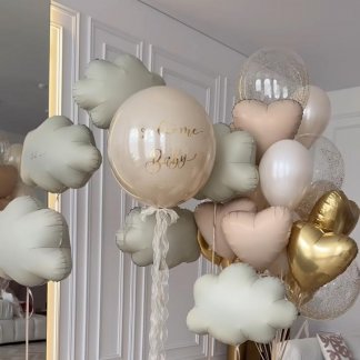 Шары выписка из роддома украшение комнаты шариками