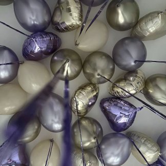 Шары под потолок бежевые и сиреневые 20 штук