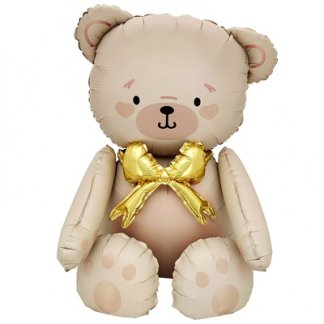 Сидячий шар фигура Мишка бежевый с бантом, 71 см
