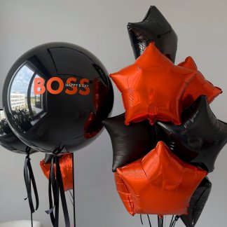 Шары мужчине черные и оранжевые шары BOSS