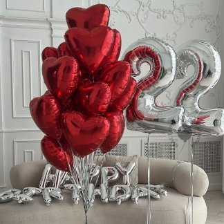 Шары на день рождения красные сердца с цифрами