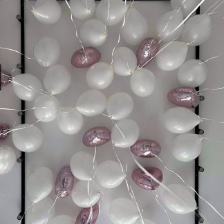 Шары под потолок нежные розовые и белые 50 штук