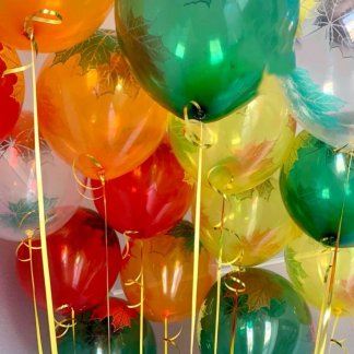 Шары под потолок листья кленовые 15 штук
