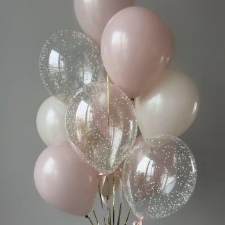 Фонтан из 12 Шаров кремовые пыльная Роза