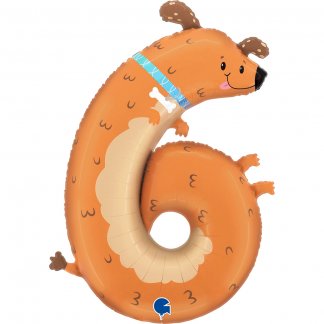 Шар (35''/89 см) Цифра, 6 Щенок