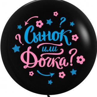 Шар (24''/61 см) Гендер Пати, Черный, пастель, 2 ст, 1 шт., 612934