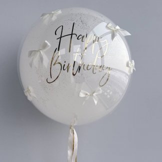 Шары большой белый с бантиками